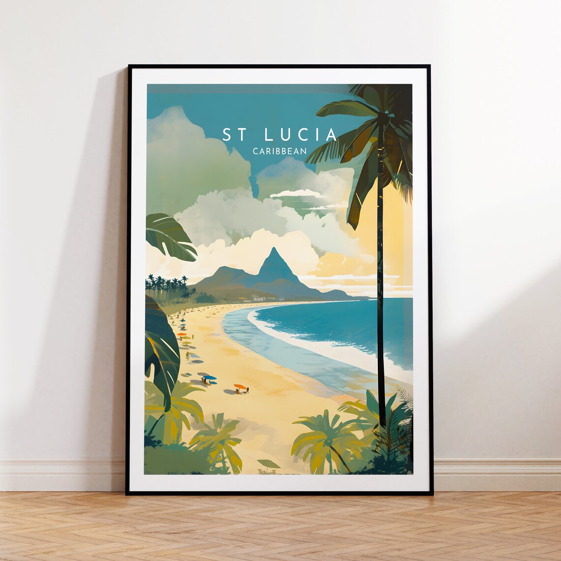 St Lucia Travel Poster, Caribbean Home Decor