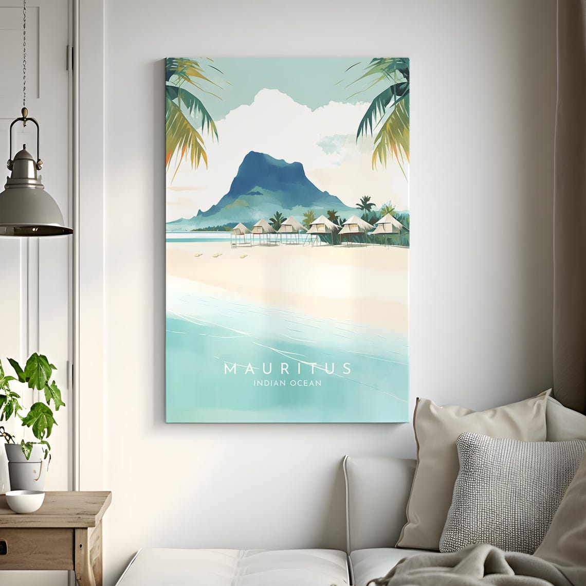 Maldives Indian Ocean Overwater Jetty Woman Sun Hat Scene Poster - Image 3