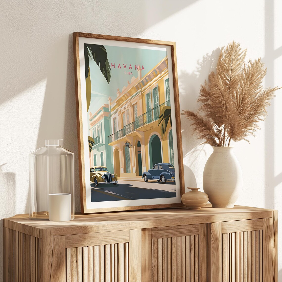 Havana Cuba Colonial Street Vintage Classic Cars Scene Poster - Image 2