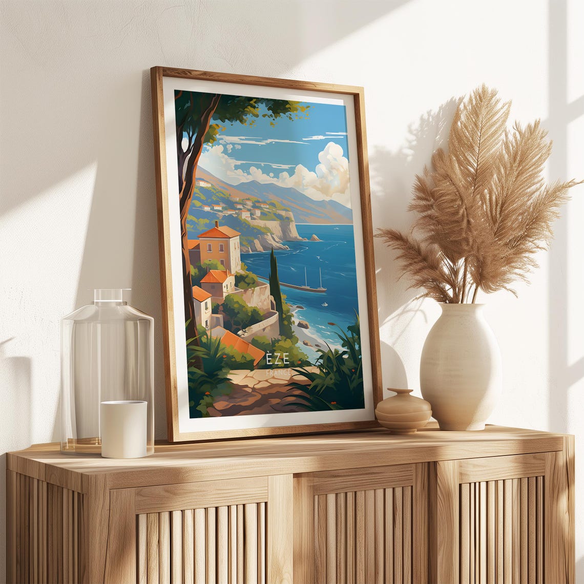 Eze France Coastal Hilltop Village Mediterranean Riviera View Poster - Image 2