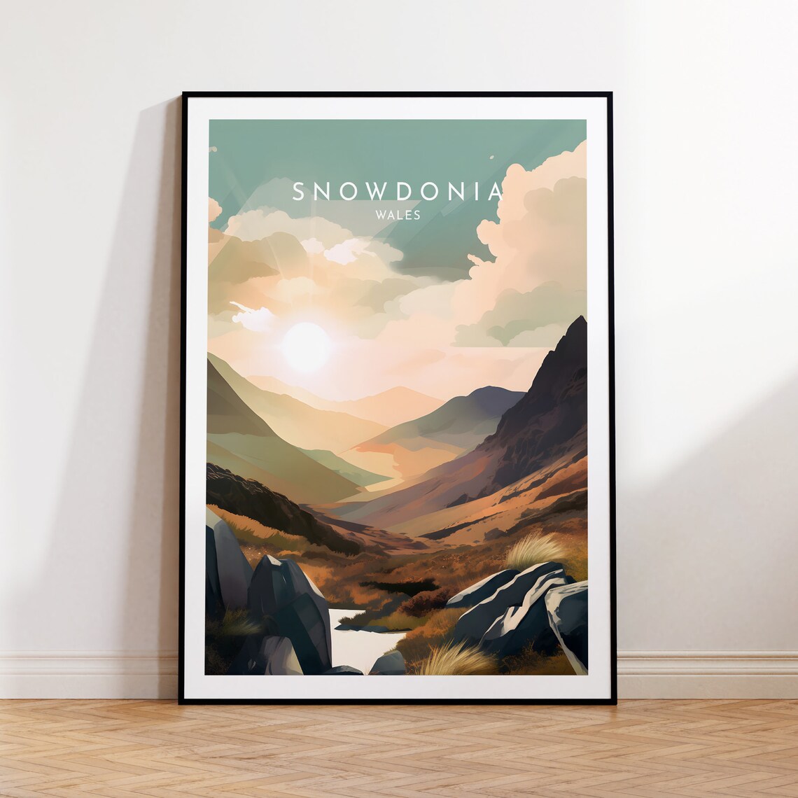 Snowdonia Travel Poster, Wales Home Decor Print