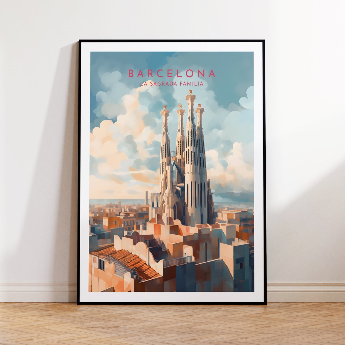 Barcelona Travel Poster, La Sagrada Familia Spain