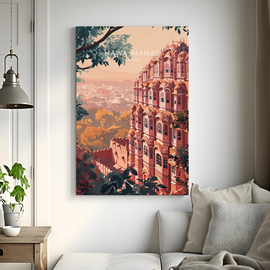 Jaipur India Hawa Mahal Palace Pink City Detail Facade View Poster - Image 3