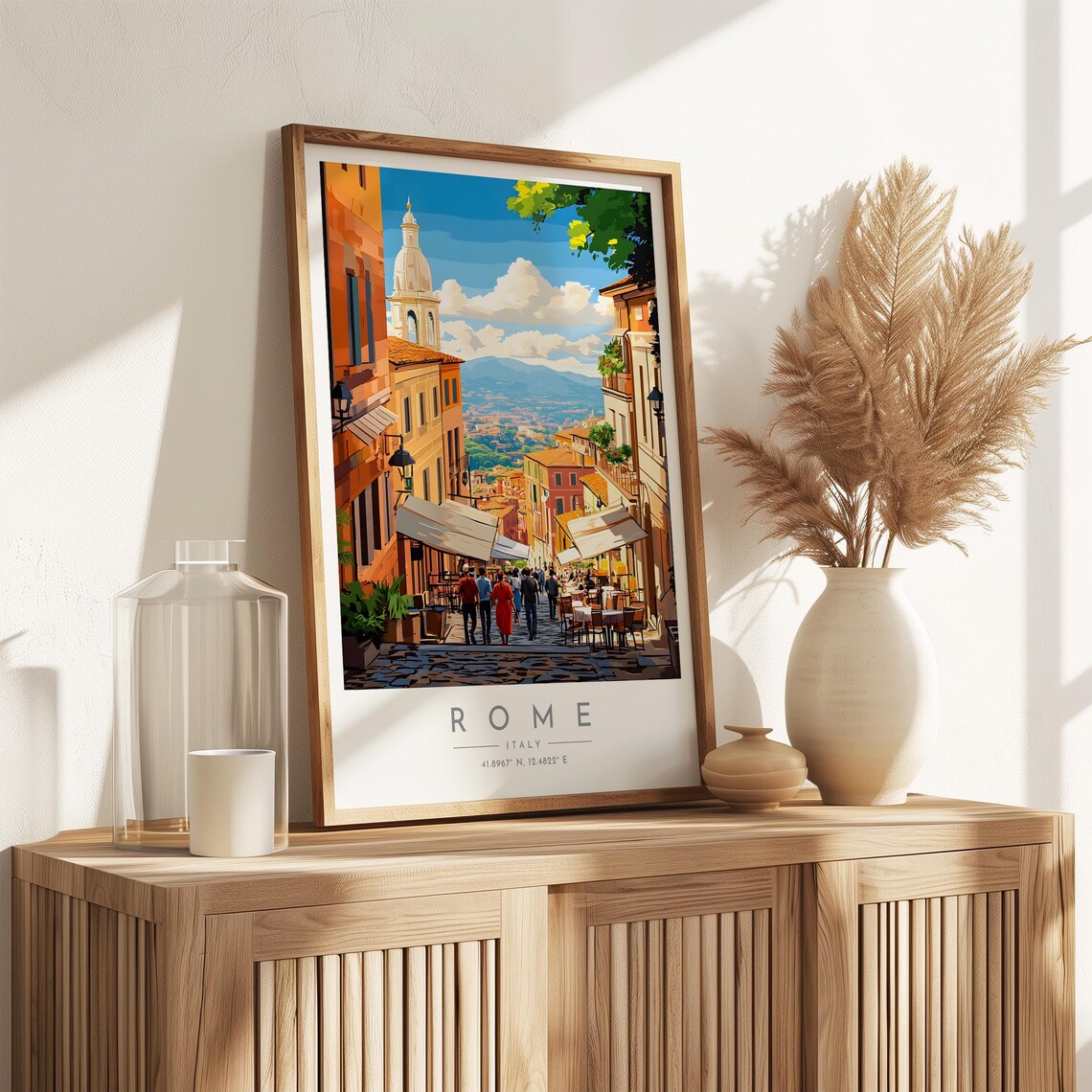 Rome Historic Street Bell Tower Busy City View Travel Poster - Image 3