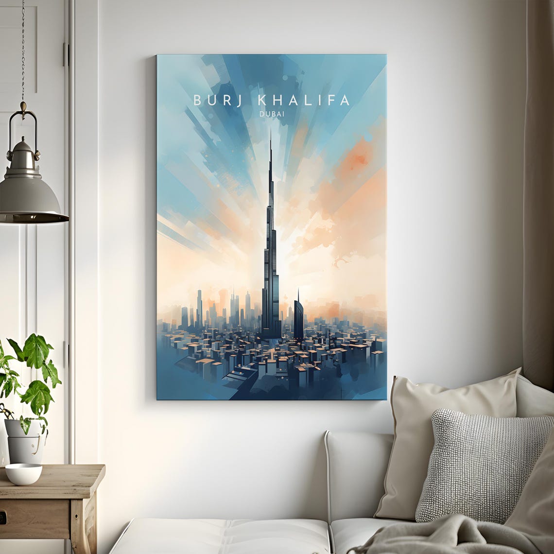 Burj Khalifa Dubai Sunrise Skyline Tower Modern Travel Poster - Image 3
