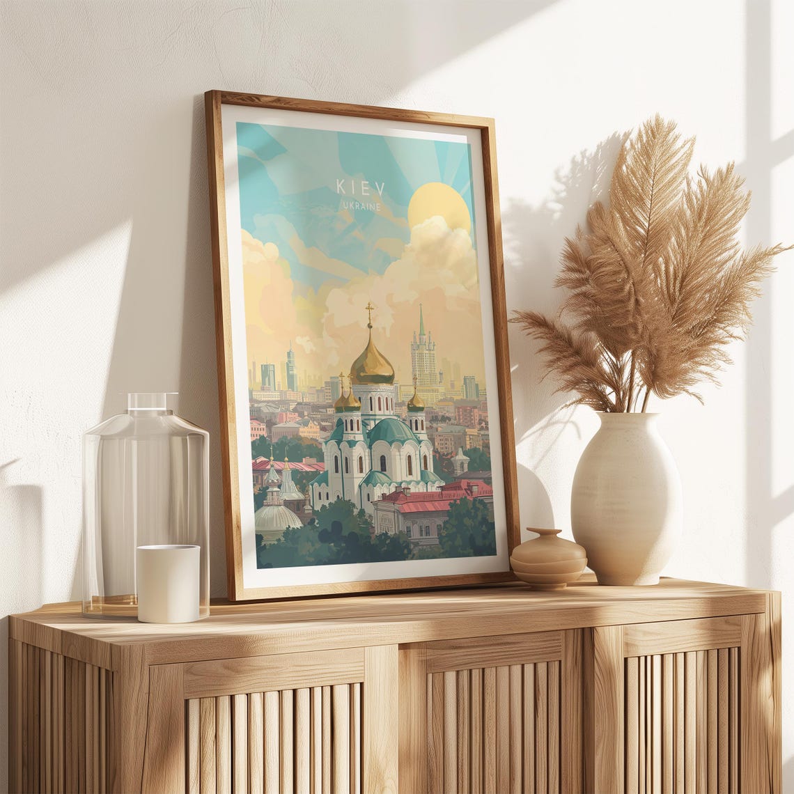 Kiev Ukraine Golden Dome Cathedral Warm Sun Cityscape Poster - Image 2