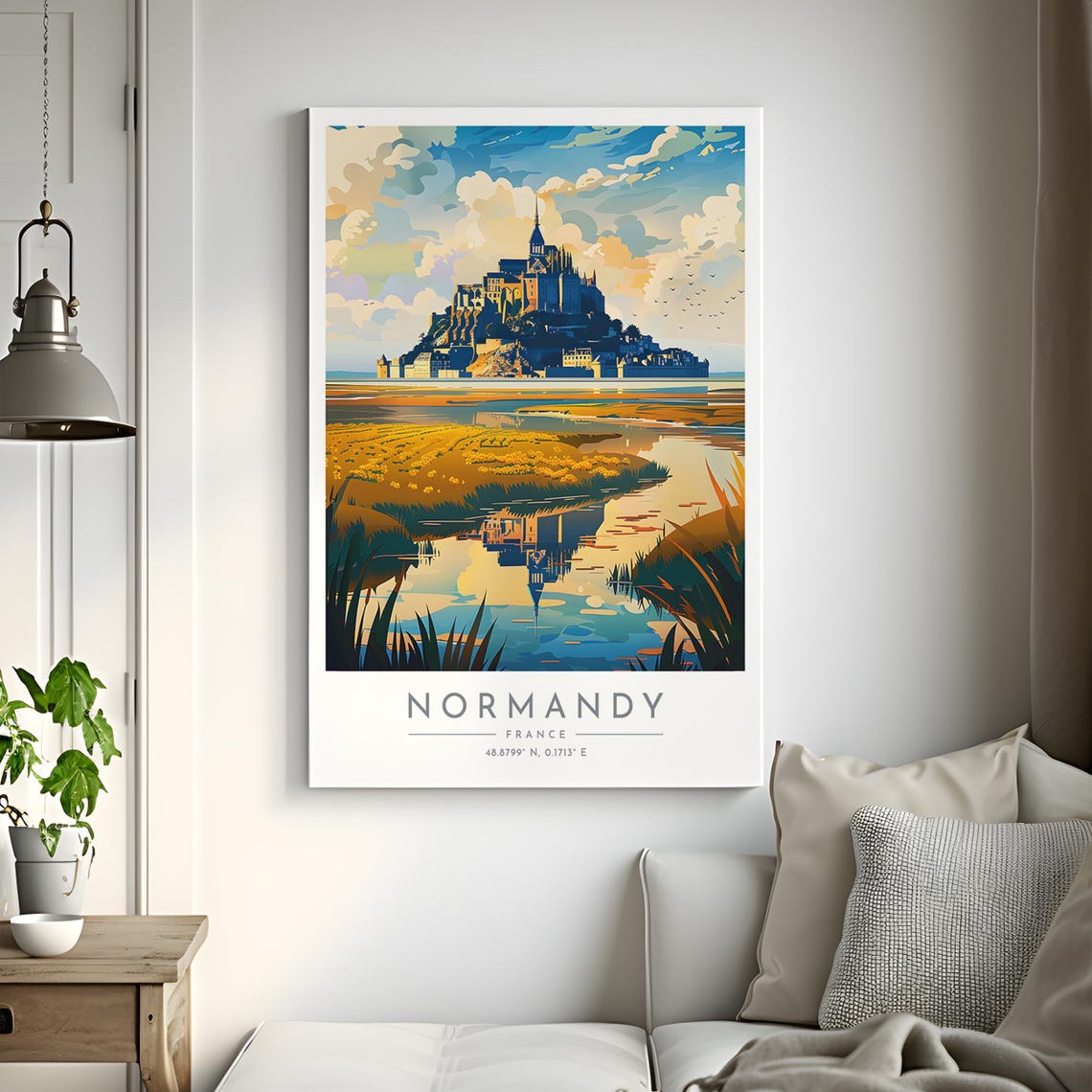 Normandy Mont Saint Michel Abbey Tidal Reflection France Poster - Image 2