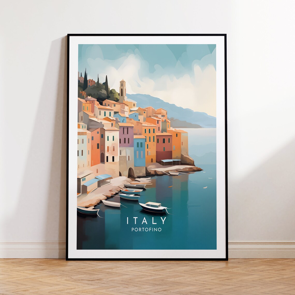 Portofino Travel Poster, Italy Travel Print