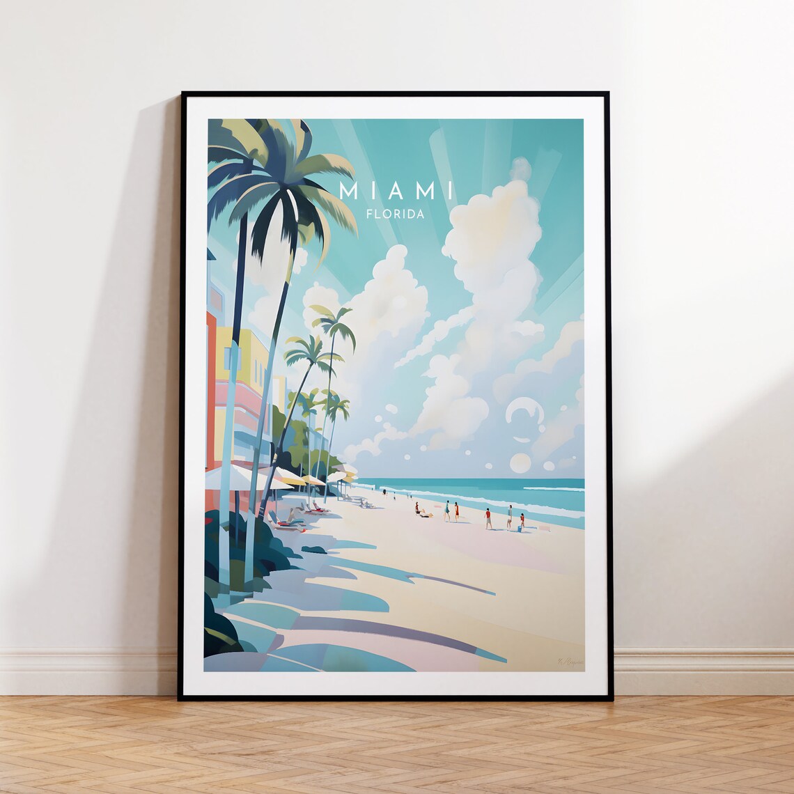 Miami Travel Poster, Florida United States Decor