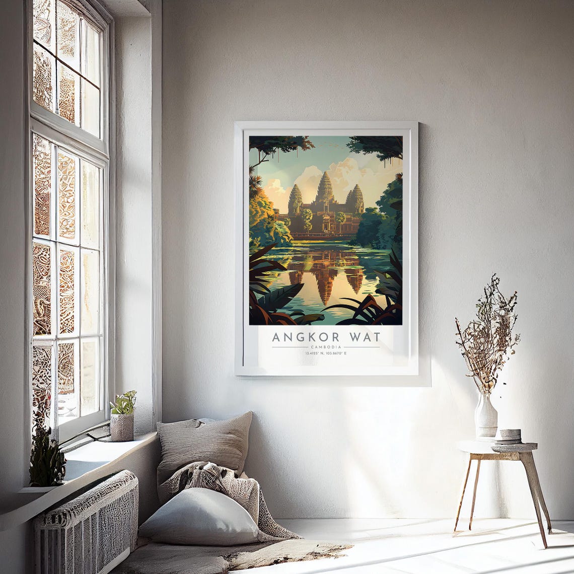 Angkor Wat Cambodia Temple Sunrise Reflection Jungle View Poster - Image 4