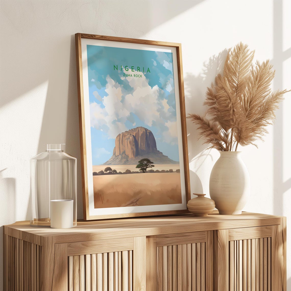 Nigeria Zuma Rock Granite Monolith Over Golden Savanna Plain Poster - Image 2