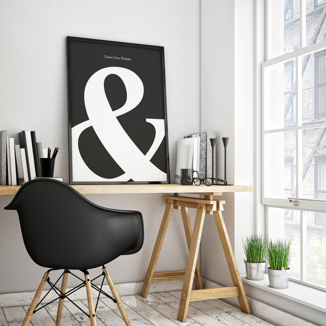 Times New Roman Ampersand Minimalist Black And White Wall Poster - Image 4