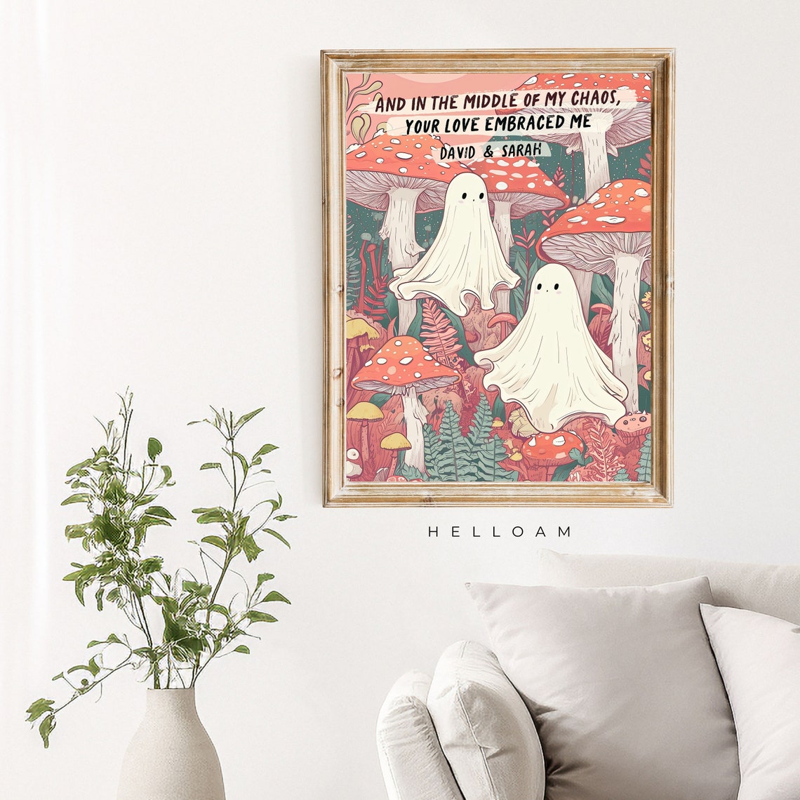 Personalized Ghost Couple Mushroom Forest Chaos Love Quote Wall Art - Image 2