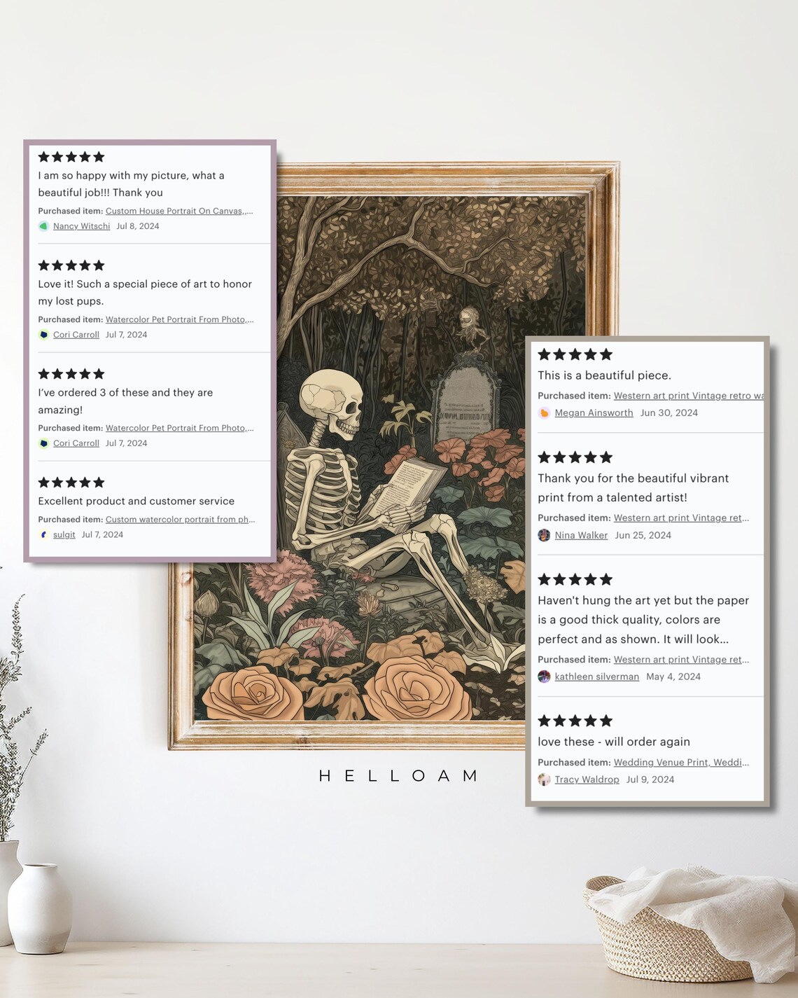 Skeleton Reading Halloween Vintage Poster Print - Image 4