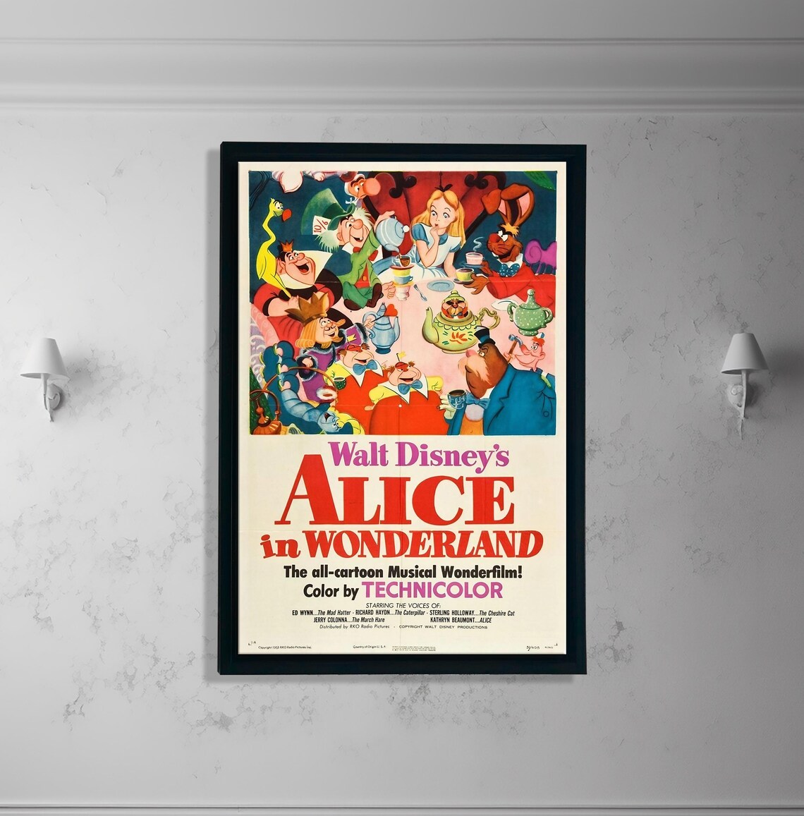Alice In Wonderland Vintage Movie Poster, Kids Room