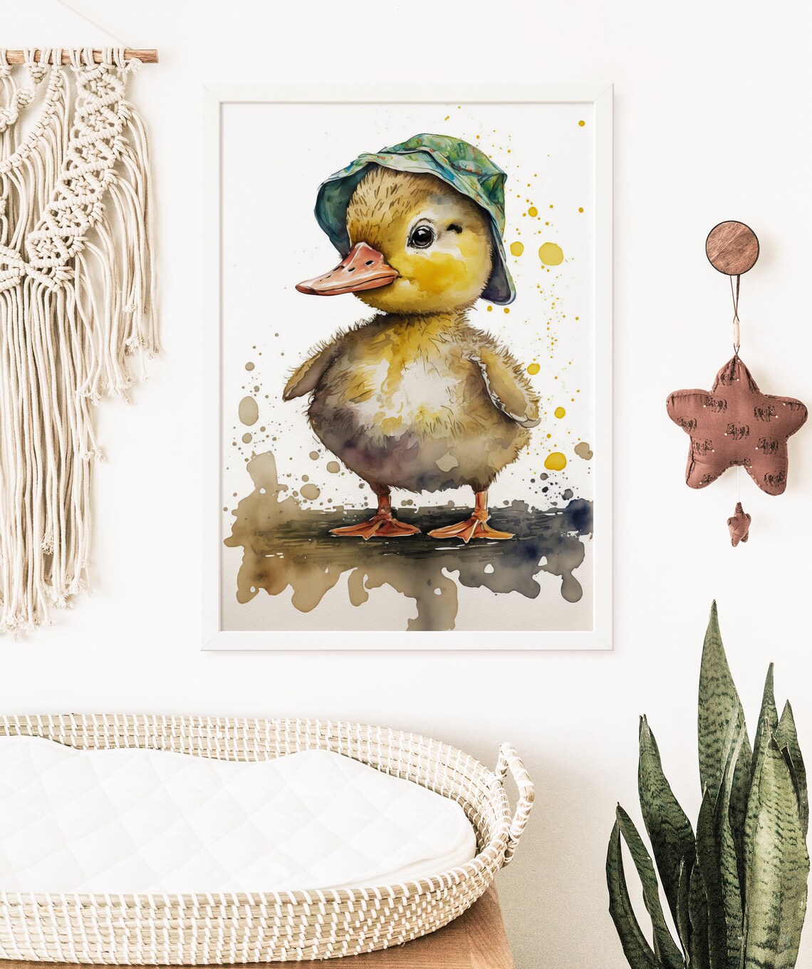 Watercolor Duckling Sunhat Puddle Cute Nursery Animal Art Poster - Image 5