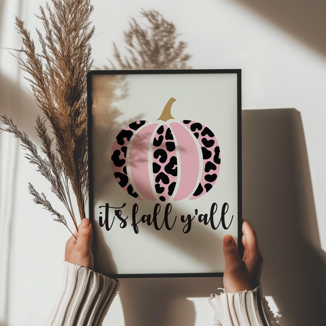 Pink Leopard Pattern Pumpkin Its Fall Yall Autumn Quote Poster - Image 2