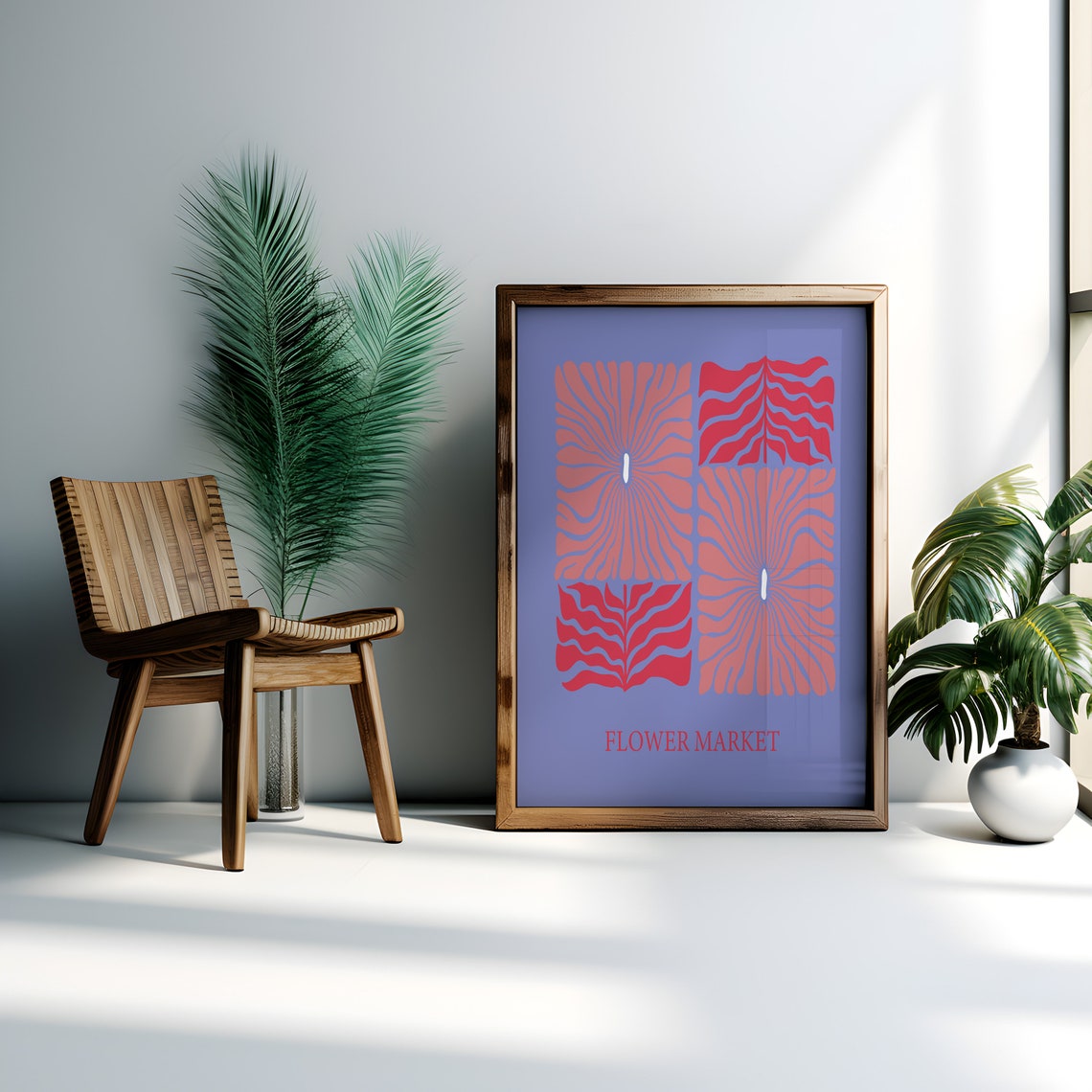 Flower Market Bold Red Pink Matisse Style Floral Abstract Poster - Image 2