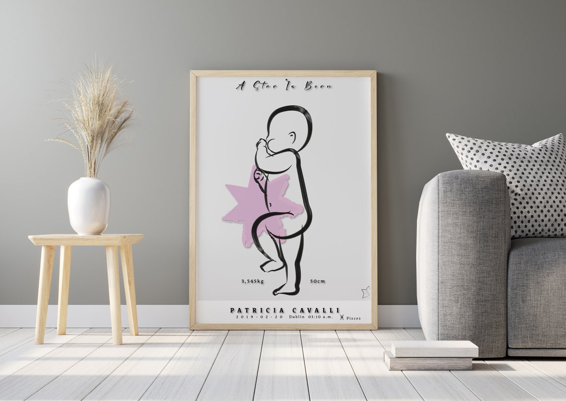 A Star Is Born Personalised Baby Boy Blue Star Birth Details Poster - Image 2