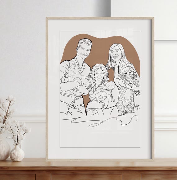 Custom Family Line Art Family Line Drawing Family Line Portrait Personalized Gift For Wife Custom Line Drawing From Photo Gift For Him