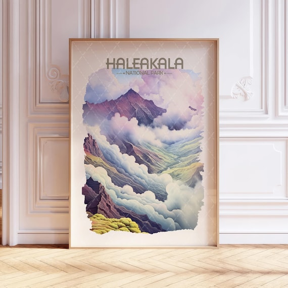 Haleakala National Park Watercolor Travel Poster