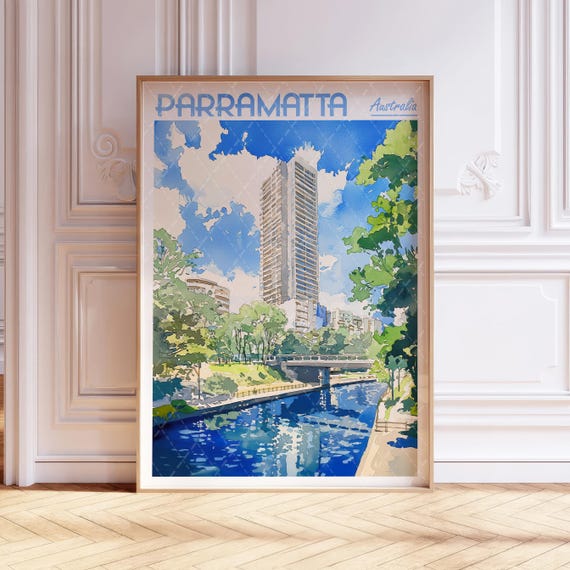Parramatta Australia Watercolor Print Pastel Travel Art
