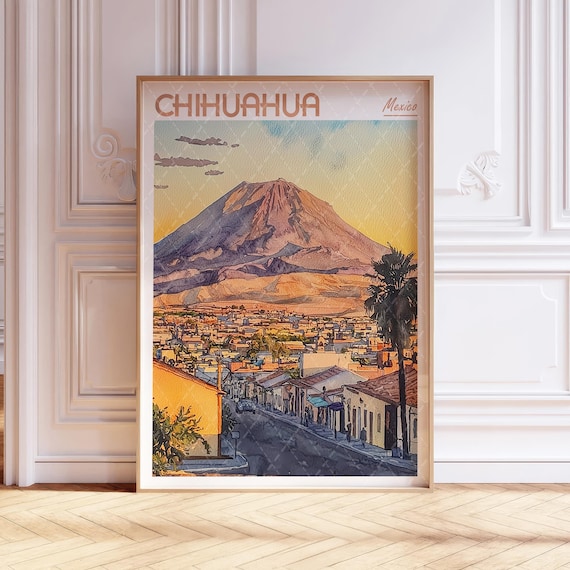 Chihuahua Mexico Watercolor Travel Poster