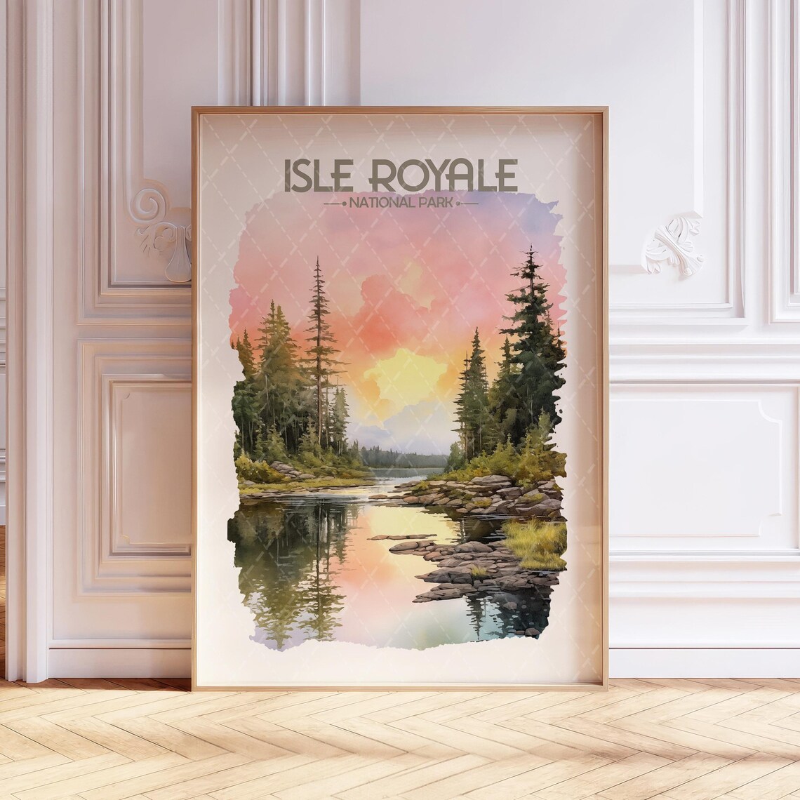 Isle Royale National Park Watercolor Travel Poster