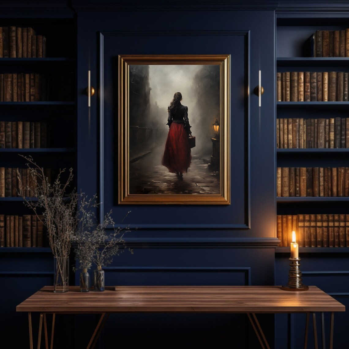 Dark Academia Woman Portrait, Vintage Travel Art Print - Image 3