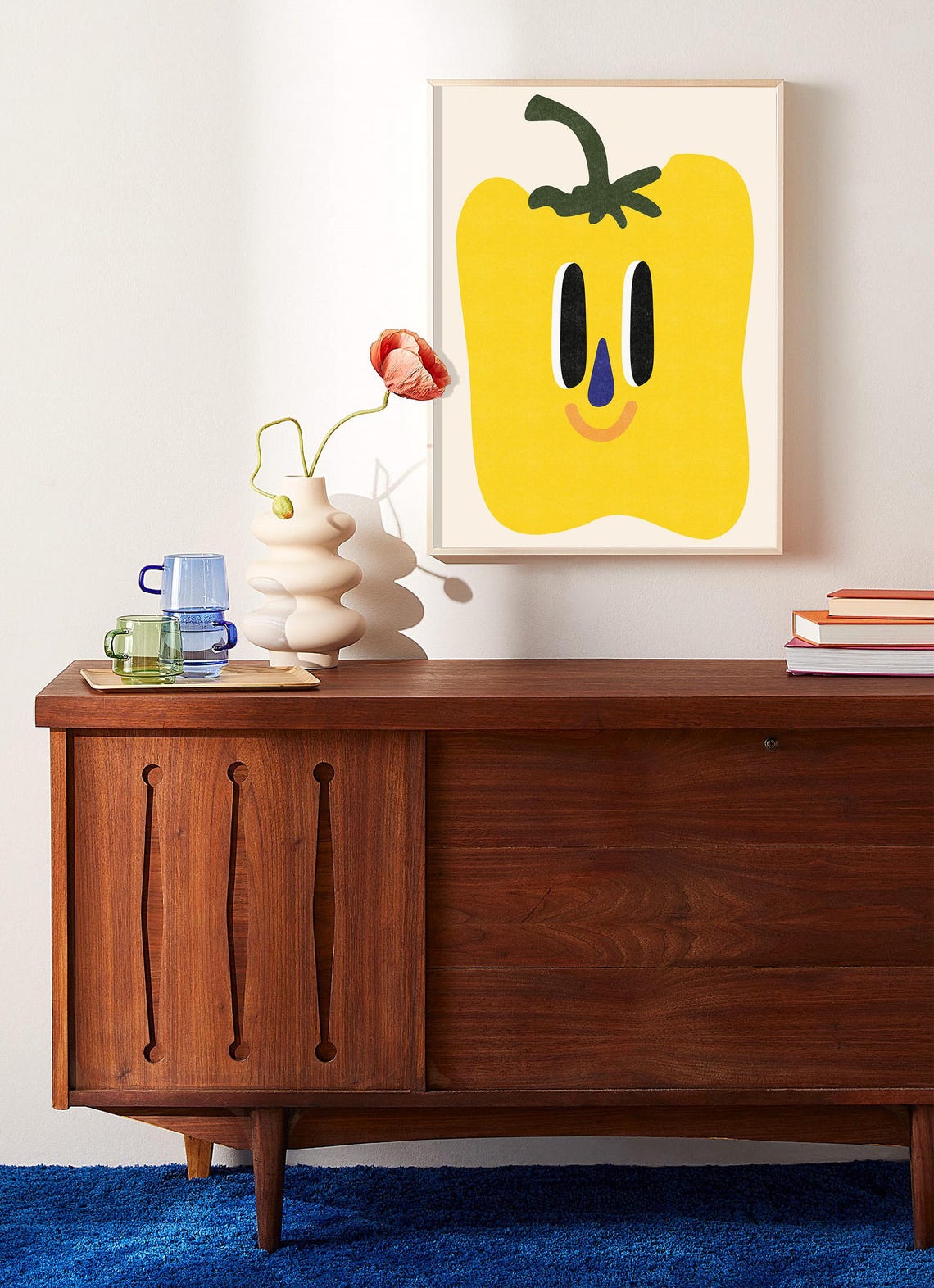 Happy Smiling Yellow Bell Pepper Cute Kitchen Character Print - Image 4
