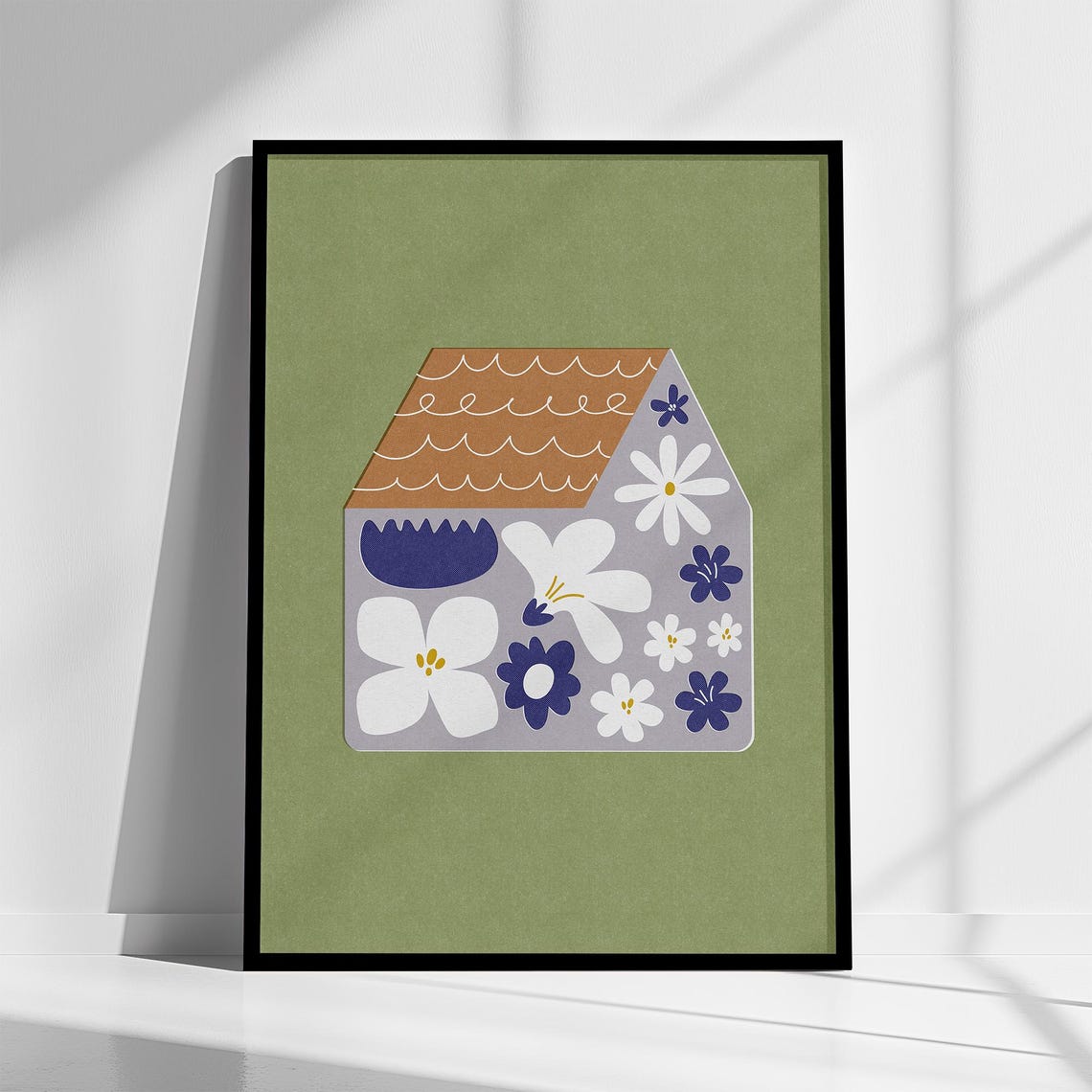 Floral House Silhouette Home Sweet Home Cottagecore Art Print