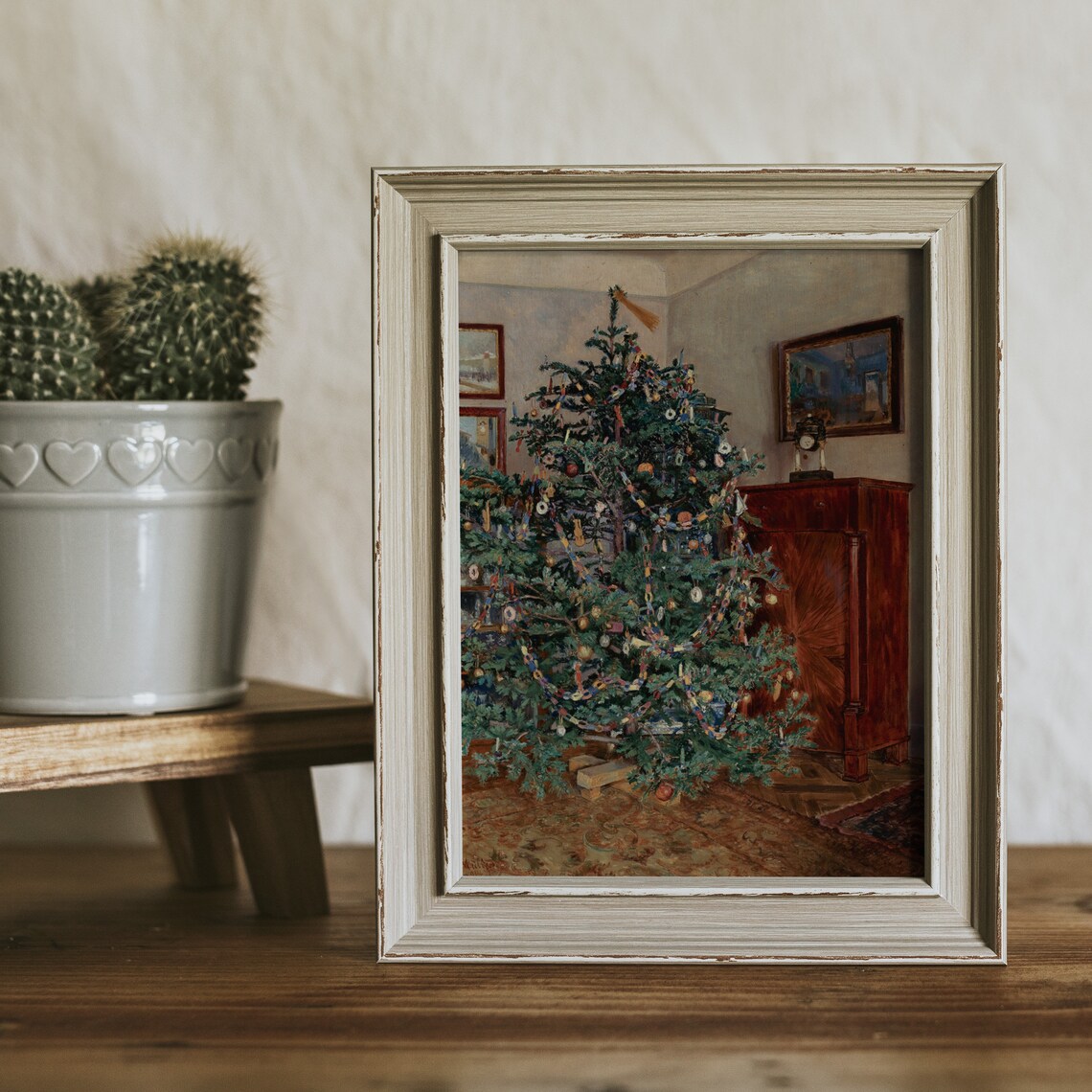 Vintage Christmas Tree Poster, Antique Winter Wall Art - Image 2