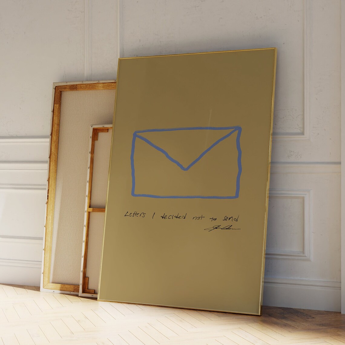 Letters I Decided Not To Send Gold Envelope Minimal Sketch Handwritten Poster
