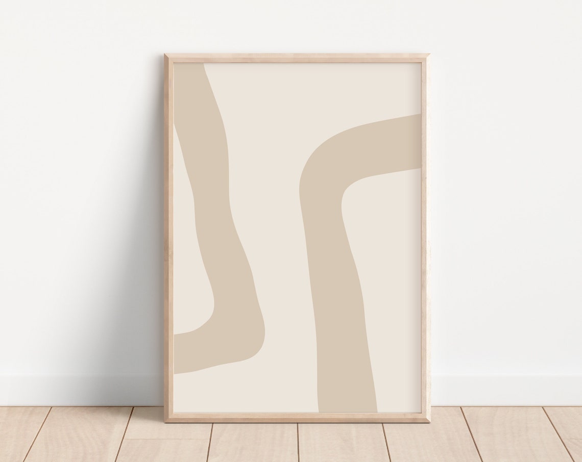 Beige Wavy Stripe Abstract Modern Minimalist Neutral Art Poster