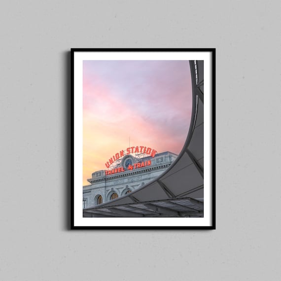 Denver Union Station Neon Sign At Sunset Colorado Photo Poster