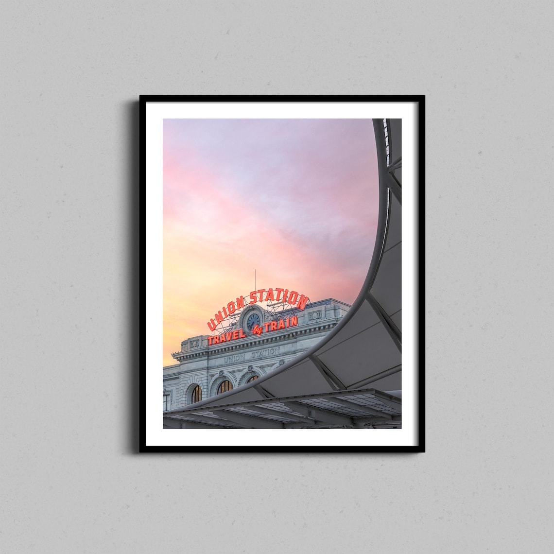 Denver Union Station Neon Sign At Sunset Colorado Photo Poster
