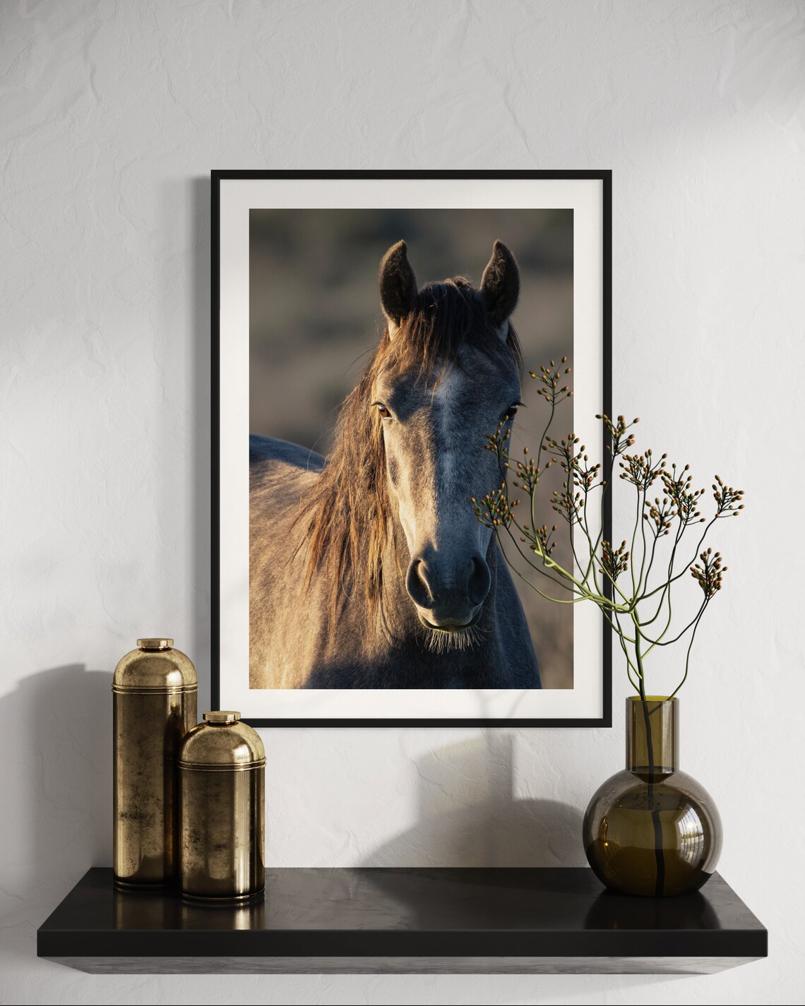 Wild Horse Face Portrait Warm Sunset Western Photography Poster