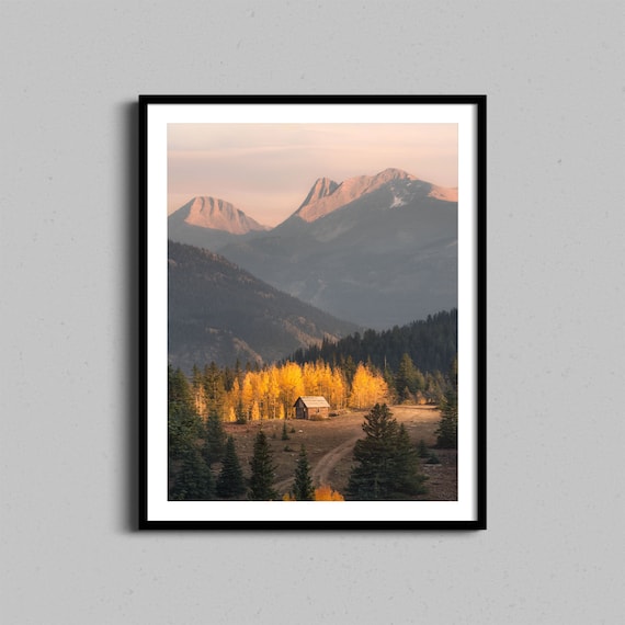 Colorado Autumn Cabin Golden Aspens Mountain Photo Art Poster