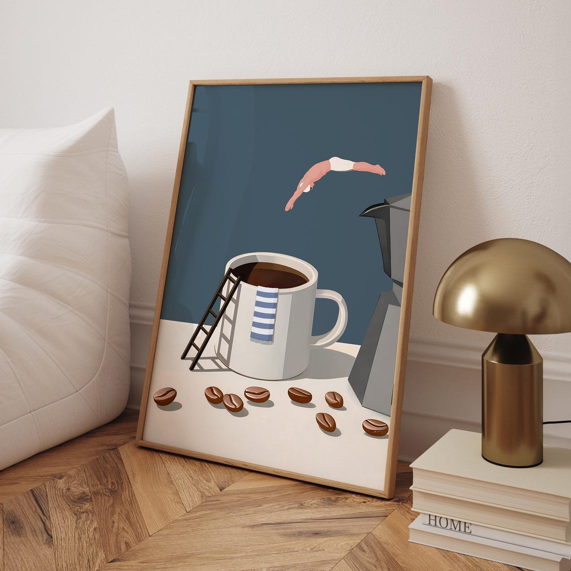 Coffee Diver Print Espresso Wall Art Lover Prints Trendy Kitchen Poster Good Morning Optional Frame