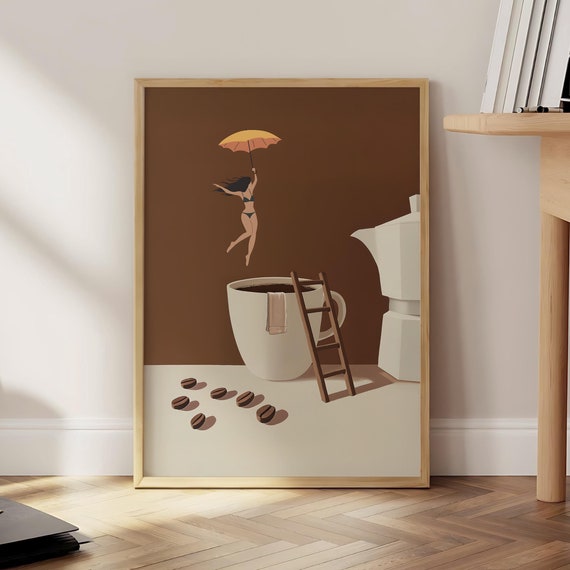 Coffee Diver Print Espresso Wall Art Lover Prints Trendy Kitchen Poster Good Morning Optional Frame