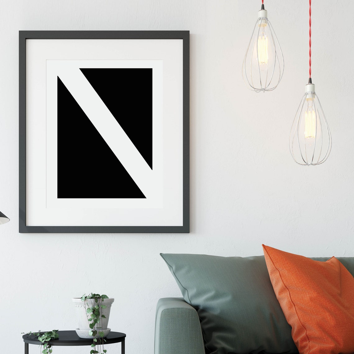 Black Ground White Serif Initial Letter Minimalist Alphabet Poster - Image 3