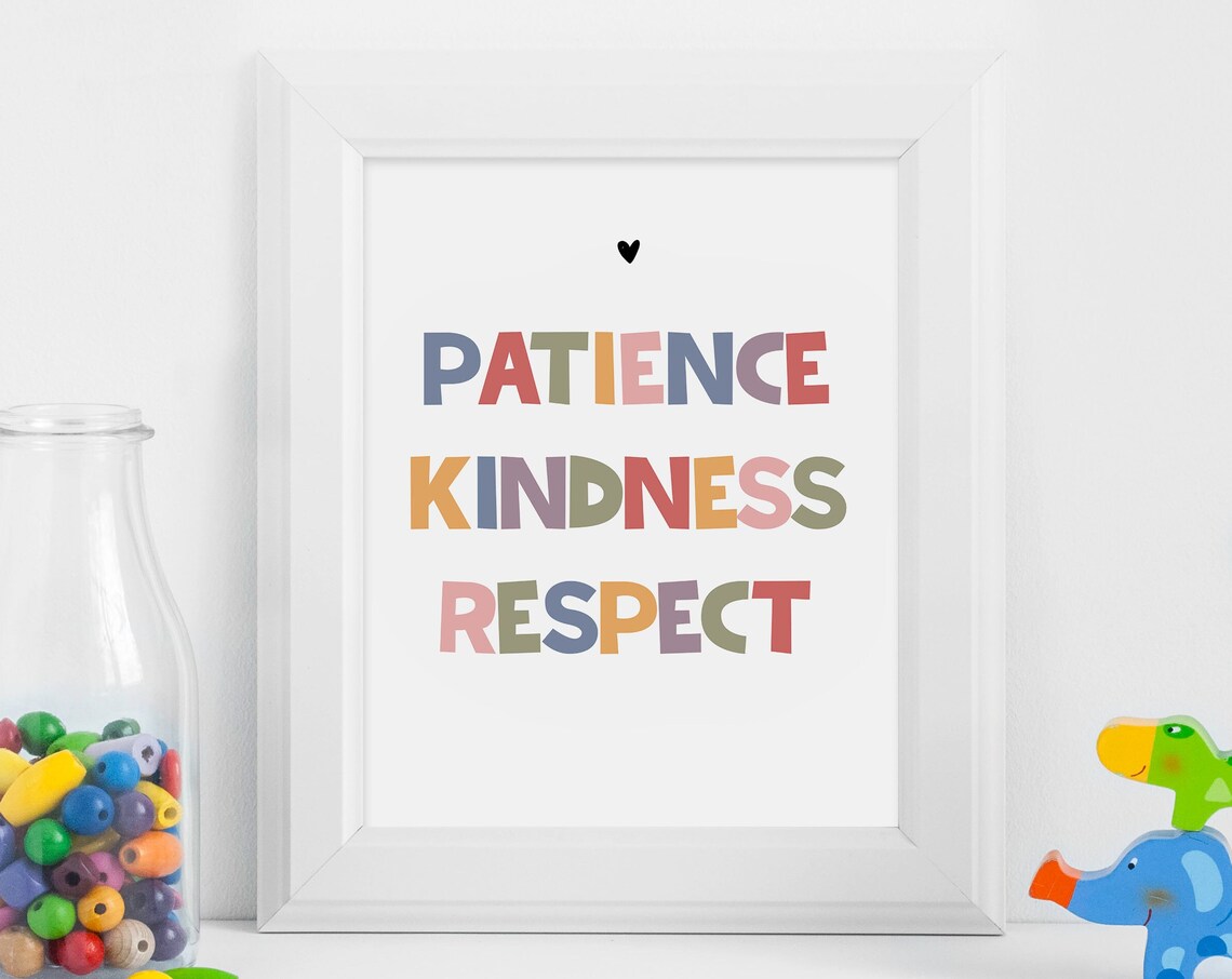 Patience Kindness Respect Colorful Classroom Values Kids Room Poster