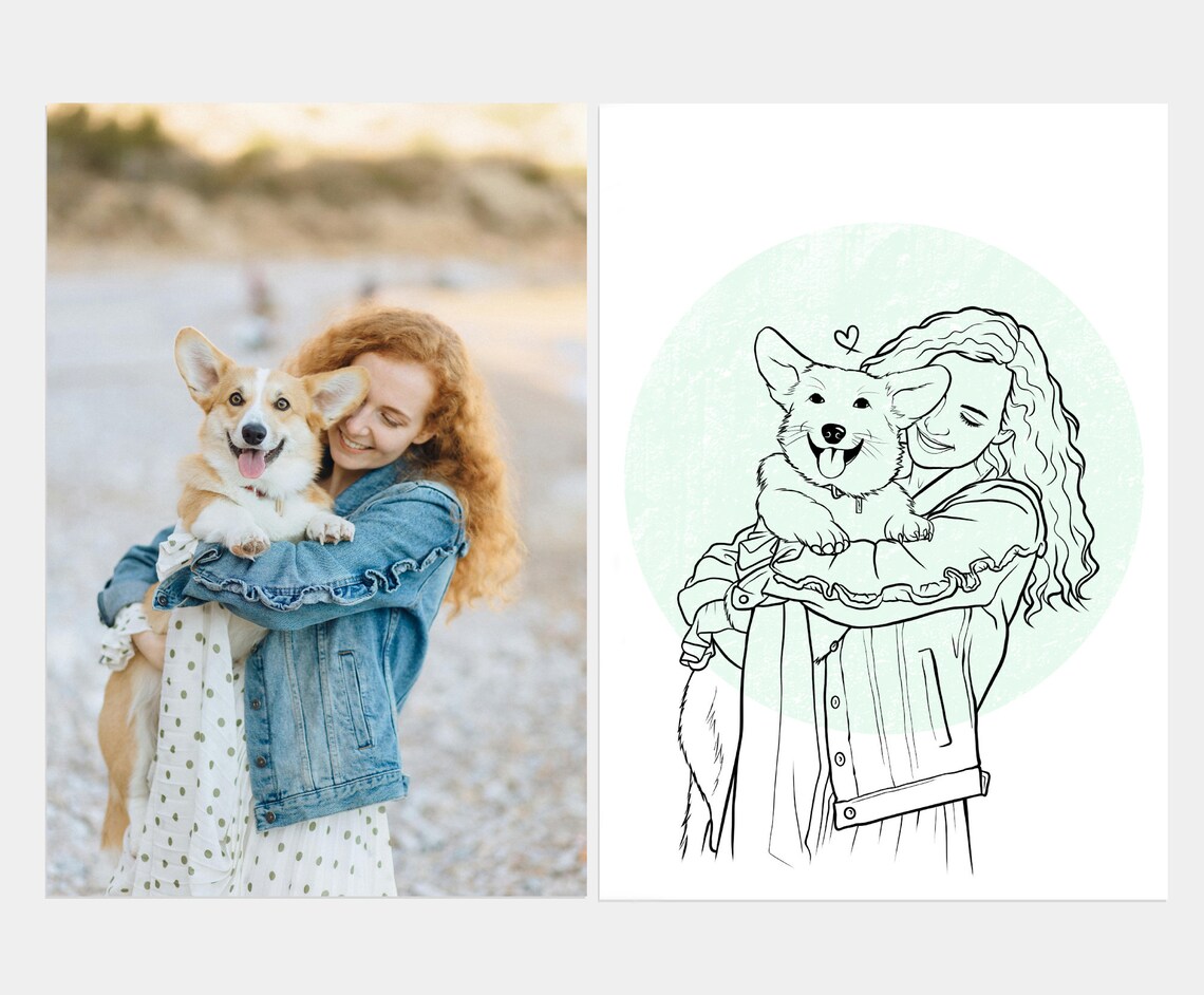 Custom Pet Portrait Line Drawing, Personalized Gift - Image 2
