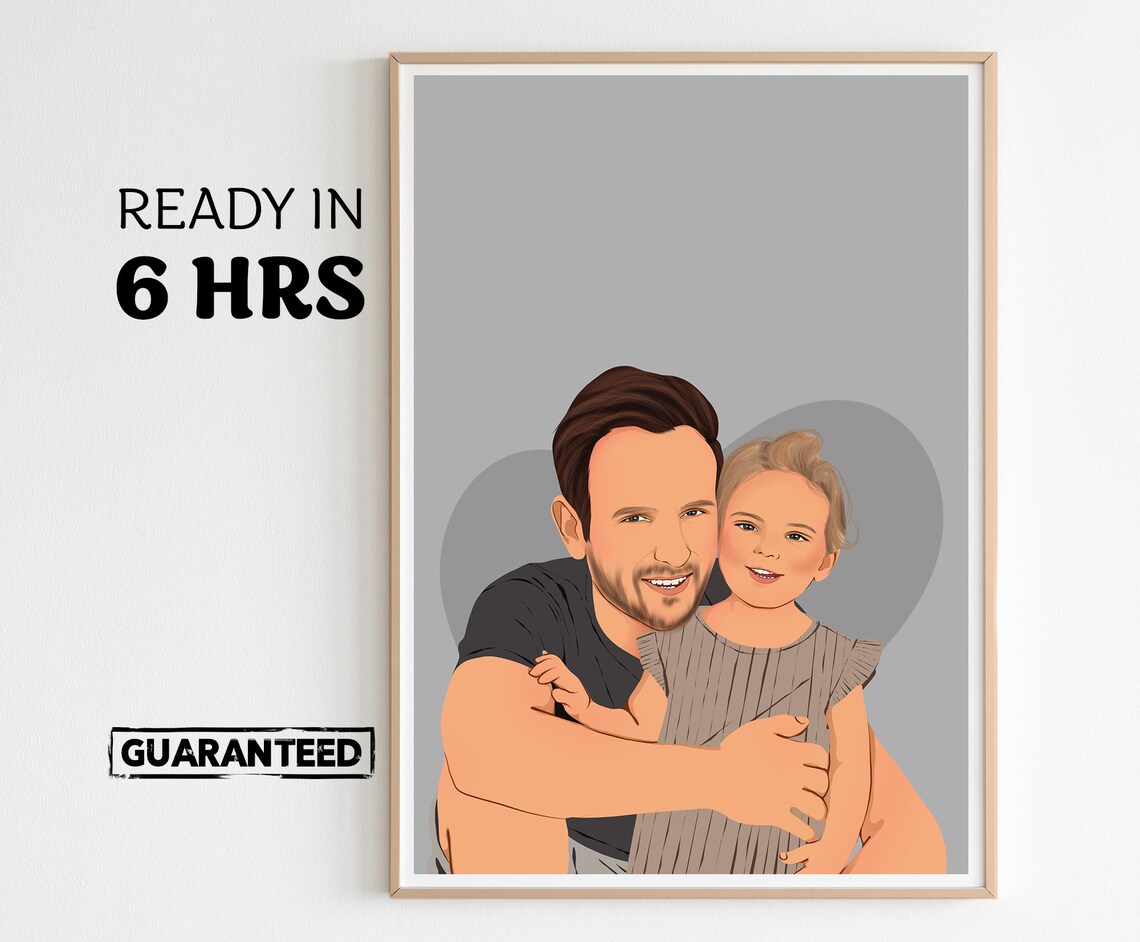 Personalized Dad Portrait, Minimal Custom Family Art Print