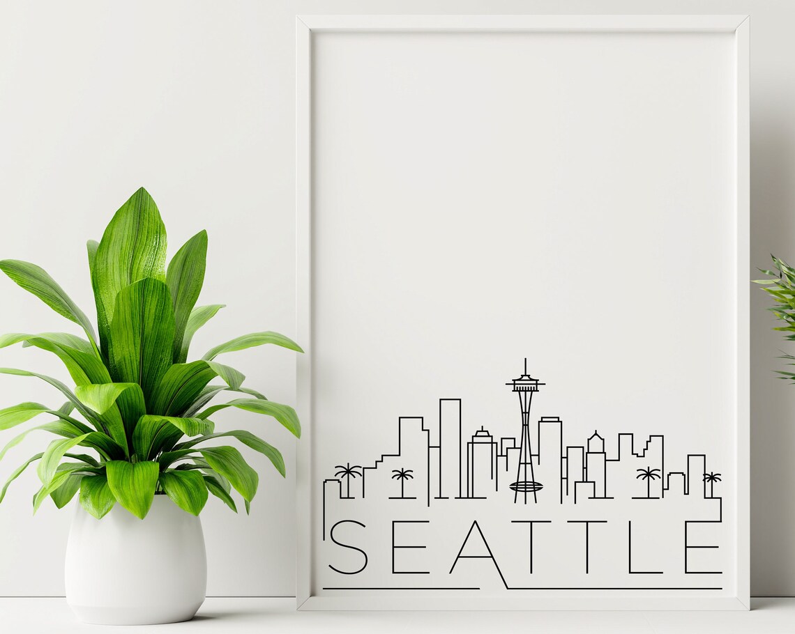 Seattle Skyline Travel Poster, Washington Skyline
