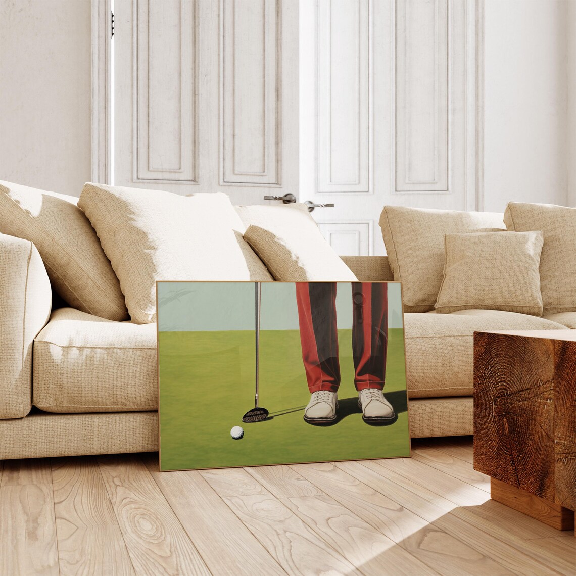 Retro Golfer Putting Stance Close-Up Green Fairway Sports Poster - Image 2