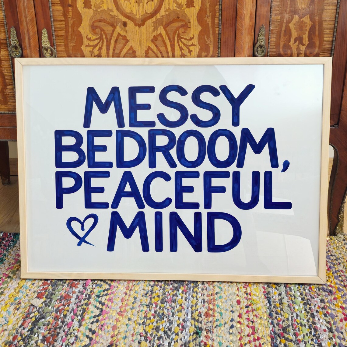 Messy Bedroom Peaceful Mind Art Print Funny Typography Wall Decor - Image 3