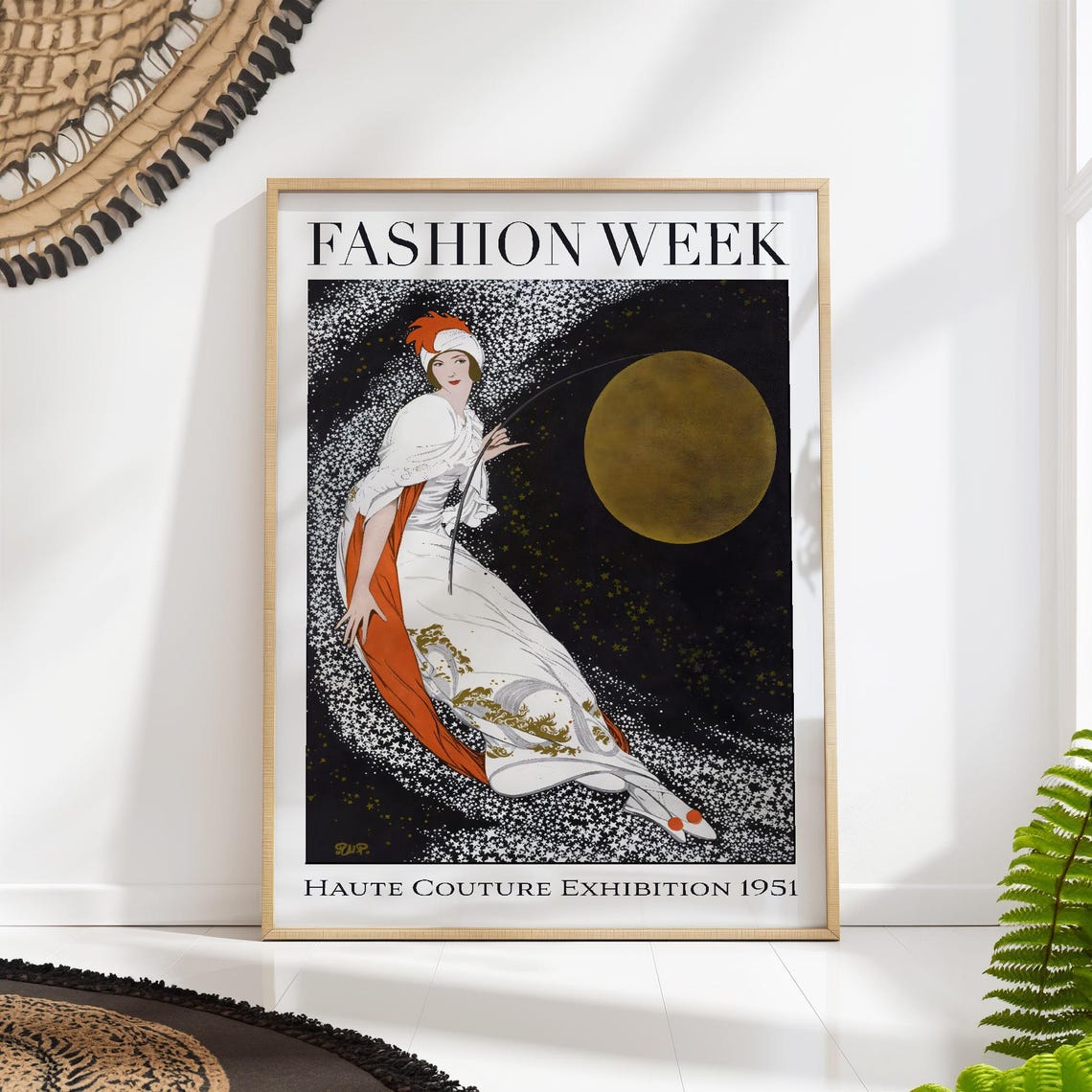 Magazine Cover Fashion Print Vintage Woman With Moon Poster Retro Fashion Art