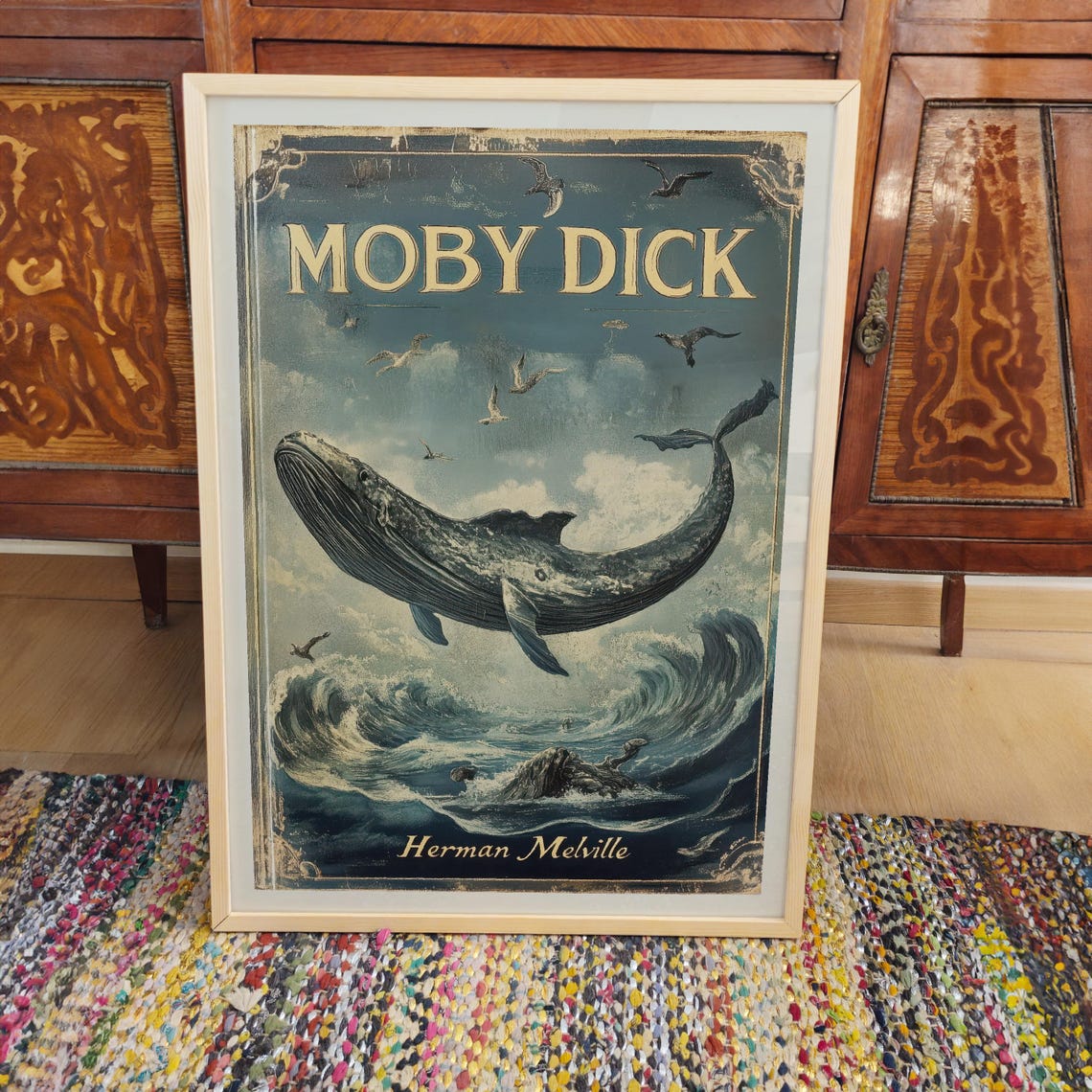 Moby Dick Whale Vintage Book Cover Herman Melville Art Poster - Image 3