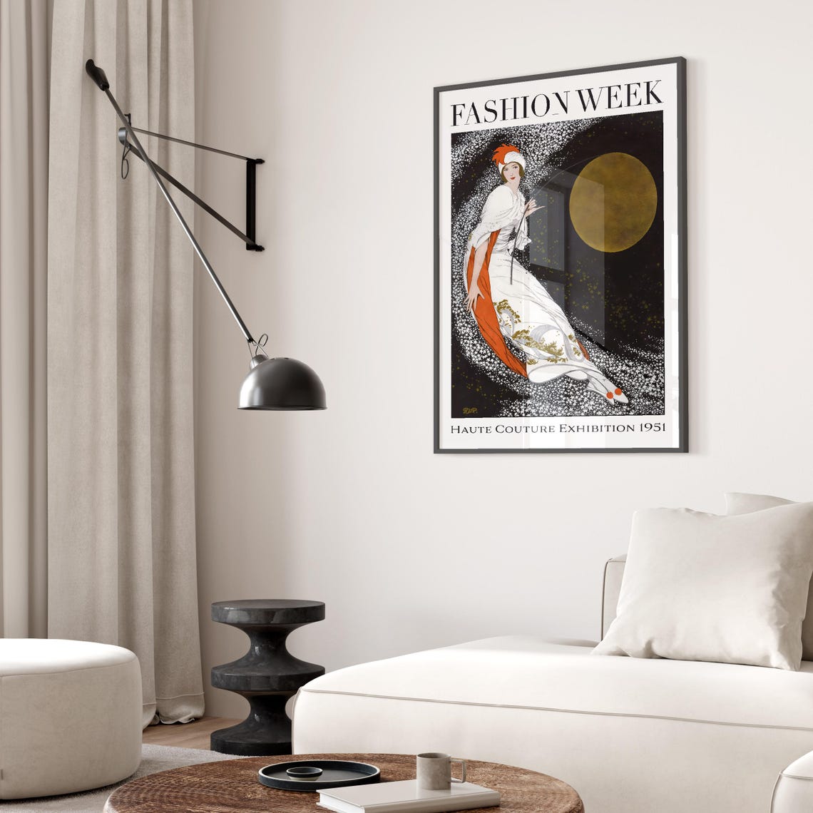 Magazine Cover Fashion Print Vintage Woman With Moon Poster Retro Fashion Art - Image 2